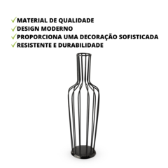 Kit 02 Porta Rolha Garrafa em Ferro Decorativo Preto - Marina Decorações