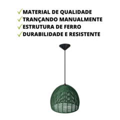 Pendente Meia Esfera Luminária Corda Náutica Verde - comprar online