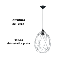 Lustre Pendente Ferro Aramado de Ferro Trançado - Marina Decorações