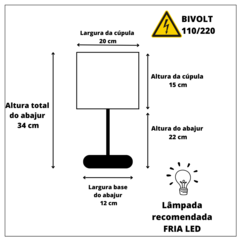 Kit 02 Abajur Pé Redondo Alumínio Bronze Cúpula Tecido Linho - Marina Decorações