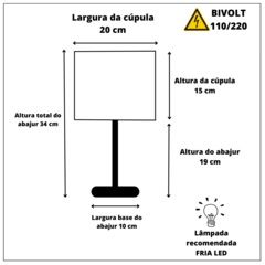 Kit 03 Abajures Para Quarto Madeira Imbuia Cúpula Tecido na internet