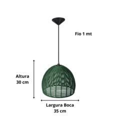 Pendente Meia Esfera Luminária Corda Náutica Verde na internet