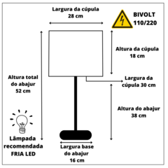 Combo 3 Abajur Para Sala E Quarto Pé Preto na internet