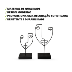 Kit 02 Estatueta Face Decorativo Ferro Estilo Moderno na internet