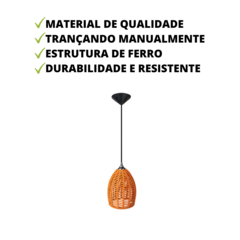 Pendente Luminária Sino Corda Náutica Terracota - Marina Decorações