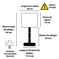 Abajur Sofia para Quarto Luminária Cúpula Linho - loja online