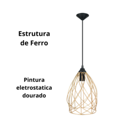 Pendente Sino De Ferro Aramado Pequeno Dourado - Marina Decorações