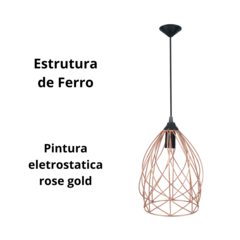 Pendente de Teto Sino Luminária de Ferro Rose Gold - Marina Decorações