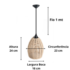 Kit 03 Luminária de Teto Pendente Sino Corda Náutico - Marina Decorações