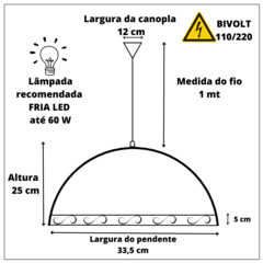 Pendente Luminária Lustre Junco Meia Esfera Rasa - loja online