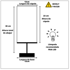 Kit 02 Abajur Quarto Pé Quadrado Madeira Cúpula Tecido Relevo - Marina Decorações