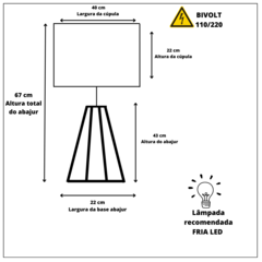 Abajur Sala Grande Quadripé De Mesa Luminária Madeira