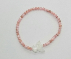 Pulseira pedra natural quartzo rosa com madrepérola na internet