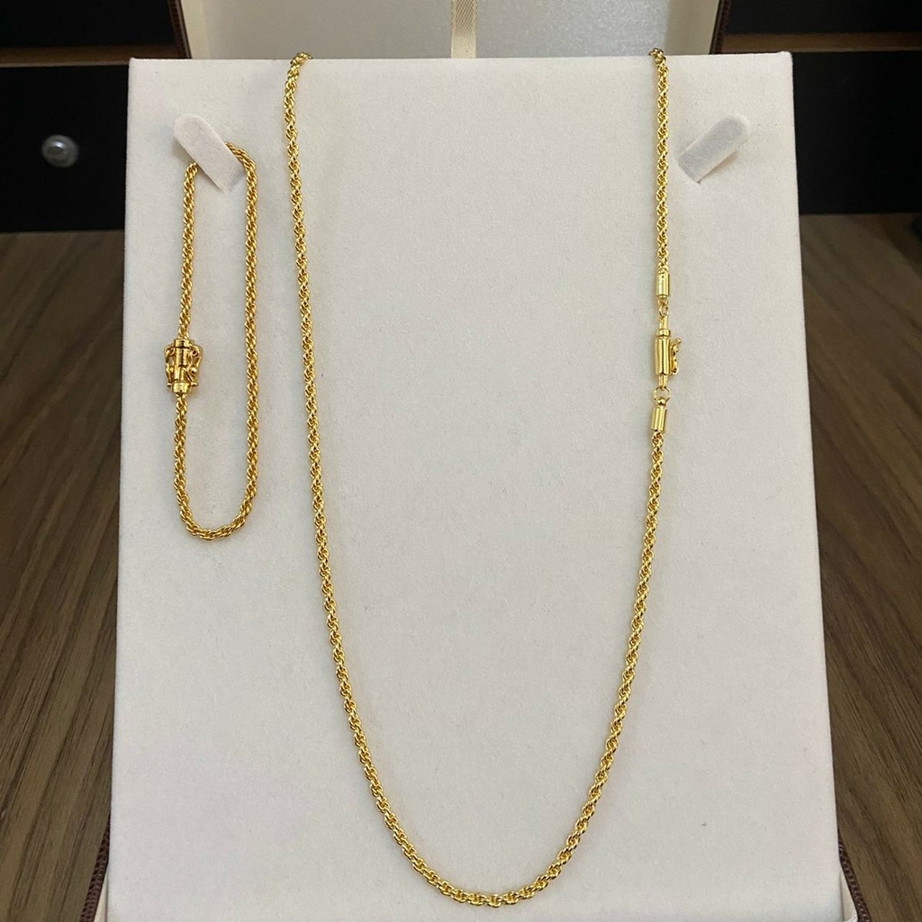 Kit Cordão Baiano E Pulseira Banhados Ouro 18k Premium