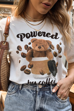 Camiseta feminina estampada Coffee Bear