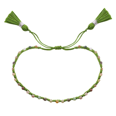 Pulseira Cordão Macramê Verde com Bolinhas