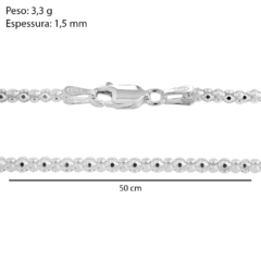 Corrente Prata Pipoca Diamantada 1,5mm - loja online