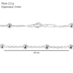 Corrente Prata Cadeado Com Bolinhas 2,50mm - loja online