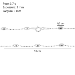 Corrente de Prata com Bolinhas Ovais - Via Vizzon Atacado