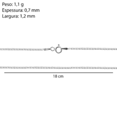 Corrente Prata Grumet Diamantada 1mm na internet