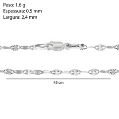 Corrente Prata Diamantada 2,4mm na internet
