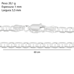 Corrente Prata Lacre/ Piastrine 5,5mm - loja online