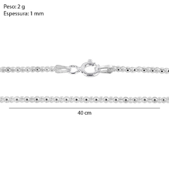 Corrente Prata Pipoca Diamantada 1mm - comprar online