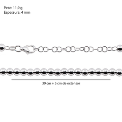 Corrente Prata Esferas 4mm