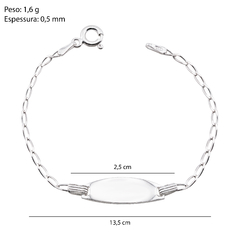 Pulseira Prata Infantil Plaquinha Oval 14cm na internet