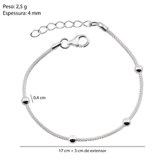 Pulseira Prata Bolinha 4mm na internet