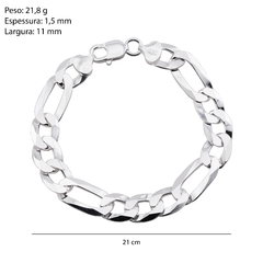 Pulseira Prata Grumet 3x1 11mm na internet