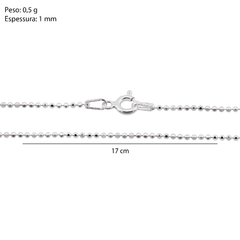 Corrente Prata Fio Bolinha 1mm