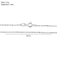 Corrente Prata Fio Bolinha 1mm - loja online