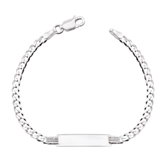 Pulseira Prata Infantil Grumet com Plaquinha