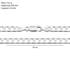 Corrente Prata Grumet Quadrada 2,5mm