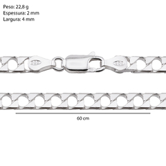 Corrente Prata Grumet Quadrada 4mm