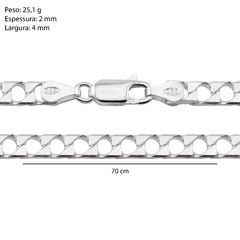 Imagem do Corrente Prata Grumet Quadrada 4mm