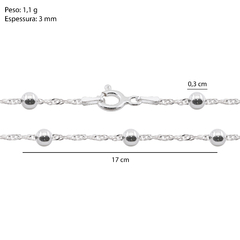 Corrente Prata Singapura 1mm com Bolinha 3mm - comprar online