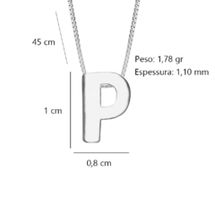 Colar Prata Letra P Liso 45cm na internet