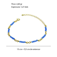 Pulseira Cristal Azul Marinho Folheado na internet