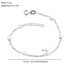 Pulseira Prata Infantil Bolinha 3,5mm + Extensor na internet