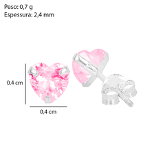 Brinco Prata Coração Zircônia 4mm Rosa Claro na internet