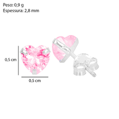 Brinco Prata Coração Zircônia 5mm Rosa Claro na internet