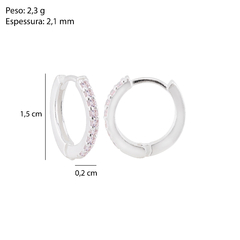 Argola Prata Fio Quadrado Zircônia Cristal Grande 1,5cm na internet