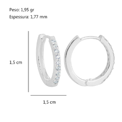 Argola Prata Fio Quadrado Zircônia Cristal Grande 1,5x1,4cm na internet