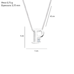 Imagem do Colar Prata V12 Pingente Letra Zircônia Cristal