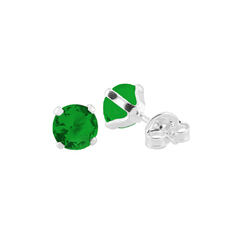 Brinco Prata Ponto de Luz 4mm Verde Esmeralda - comprar online
