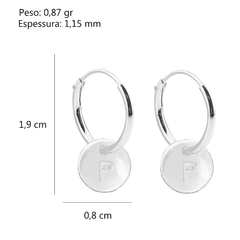 Argola Prata + Pingente letra redondo 0,8cm - comprar online