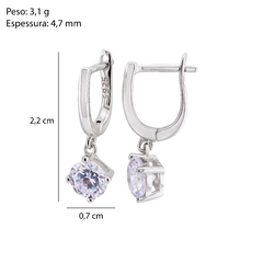 Argola Prata c/ Ródio Pingente Zircônia Cristal 6mm na internet