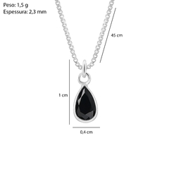 Colar Prata Gota Zircônia Onix 4x6mm na internet